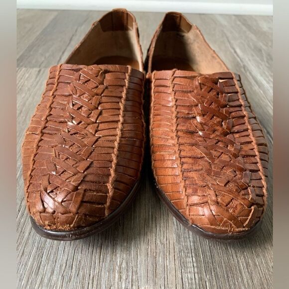 VTG LL Bean Huaraches Woven Slip On Sandal Mary Jane Shoes Leather Brown 6 6.5 - Picture 2 of 15